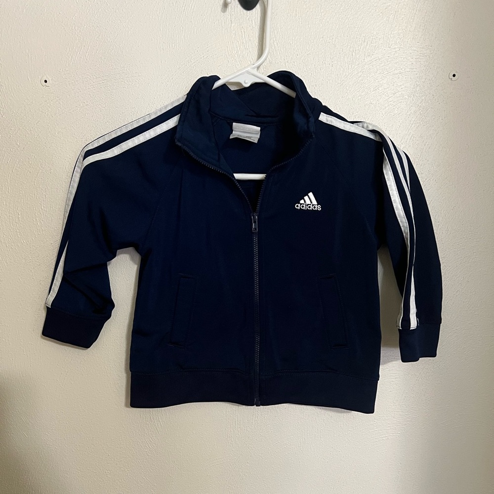 ADIDAS‎ Classic Full Zip Logo Athletic Type Jacket Navy Blue White Kid's Size 3T